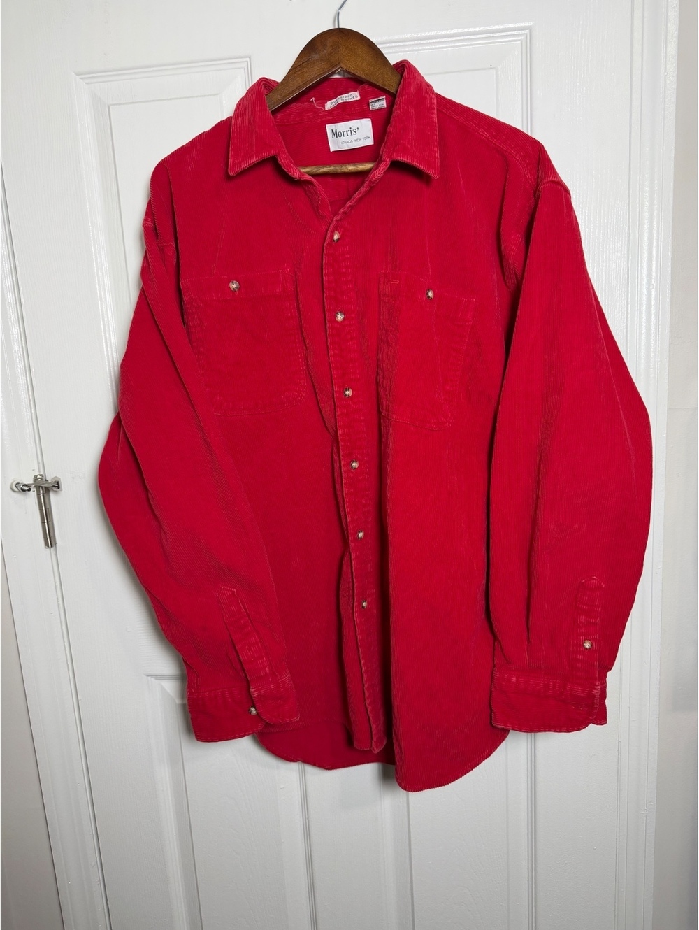 Vintage Vibrant Red Corduroy Button Up Shirt